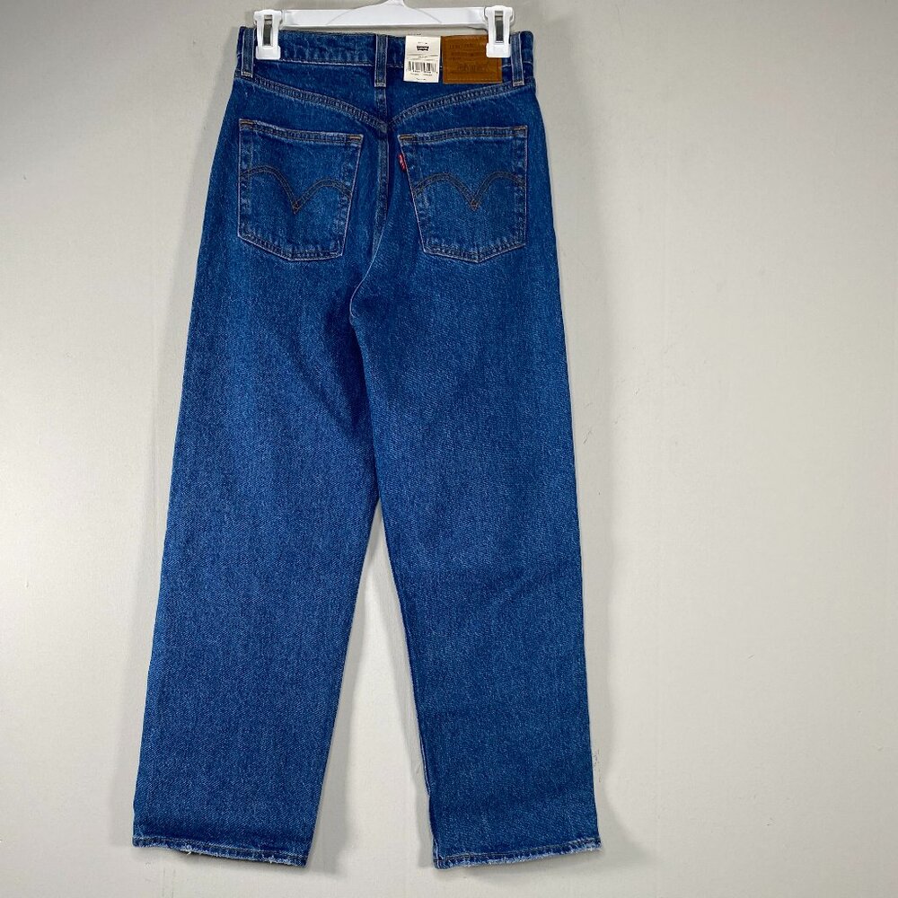 Levi's Ribcage Straight Ankle Denim Jeans Women 26 High Rise Blue Distressed NWT - Picture 2 of 16